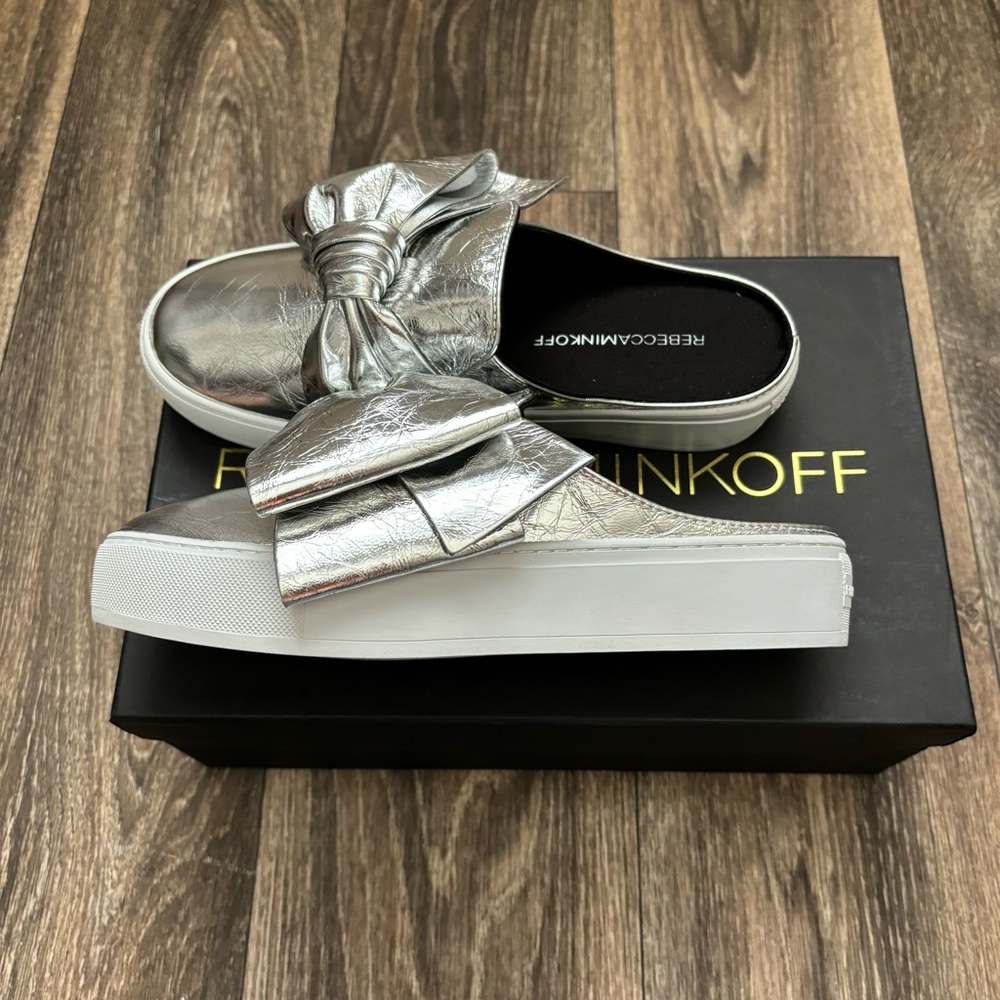 Rebecca Minkoff Women's Neva Leather Platform Sneaker Mules New with Box